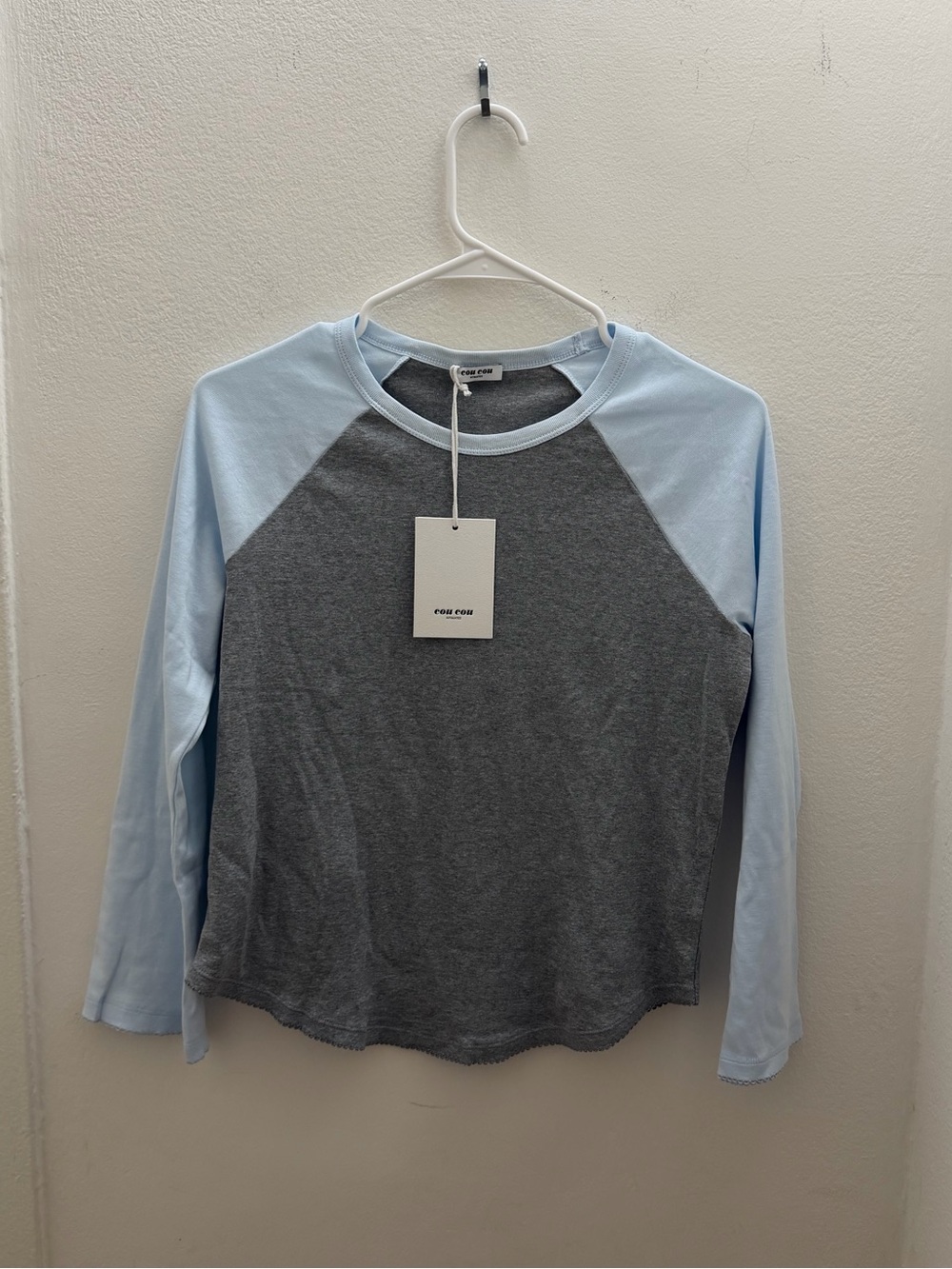 NWT Cou Cou Raglan in Grey and Sky Blue